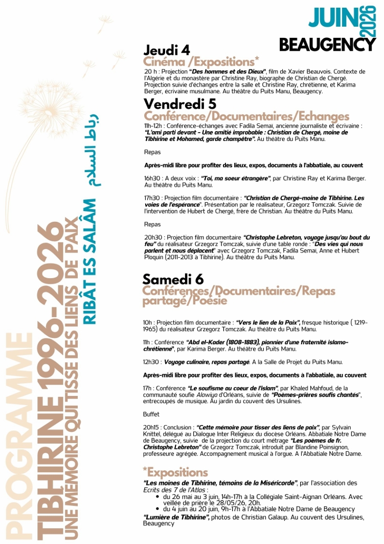 Exposition Tibhirine programme